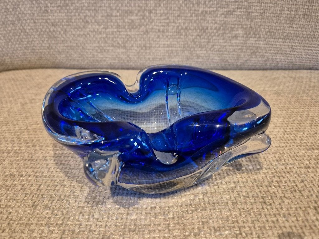 Decoratieve asbak in Murano glas kobaltblauw, Ophalen of Verzenden