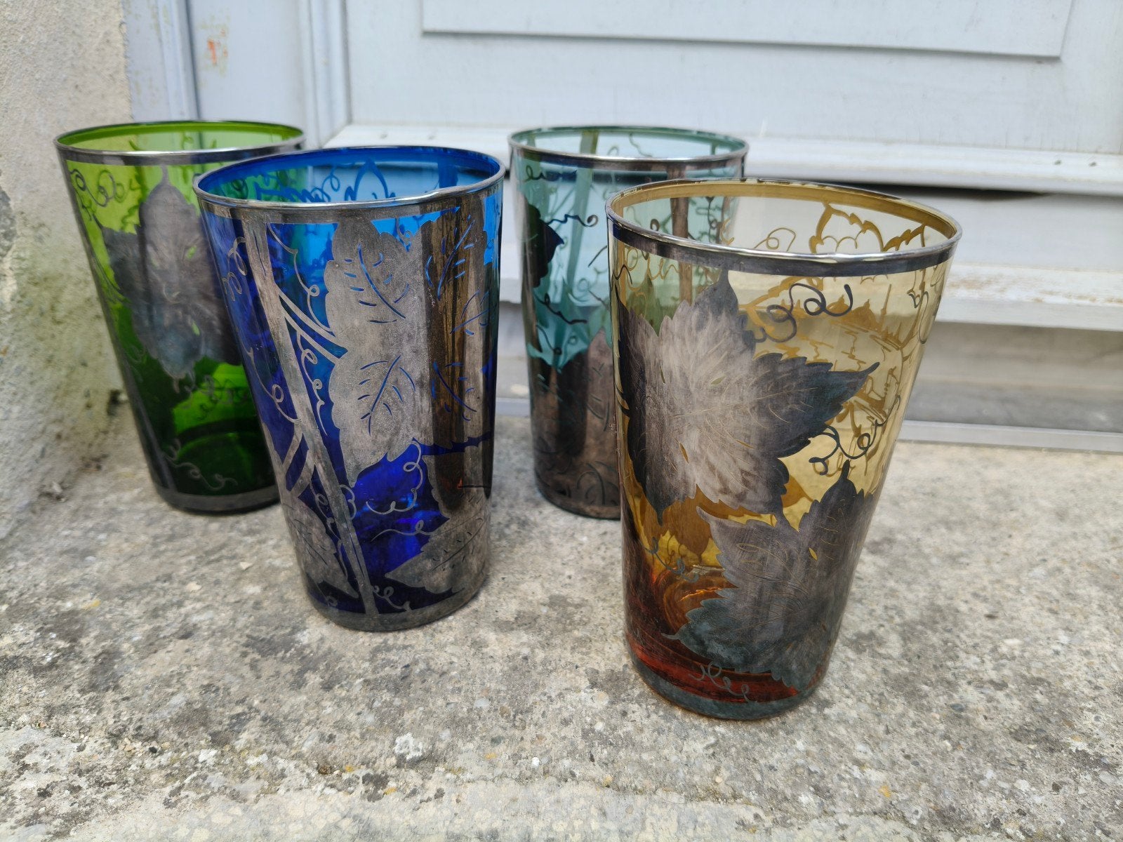 Set van 4 vintage Murano-glazen toegeschreven aan Ponti., Ophalen of Verzenden
