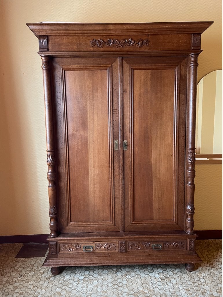 Eikenhouten kledingkast, Huis en Inrichting, Kasten | Kleerkasten, Ophalen, Ancien, Gebruikt, 100 tot 150 cm