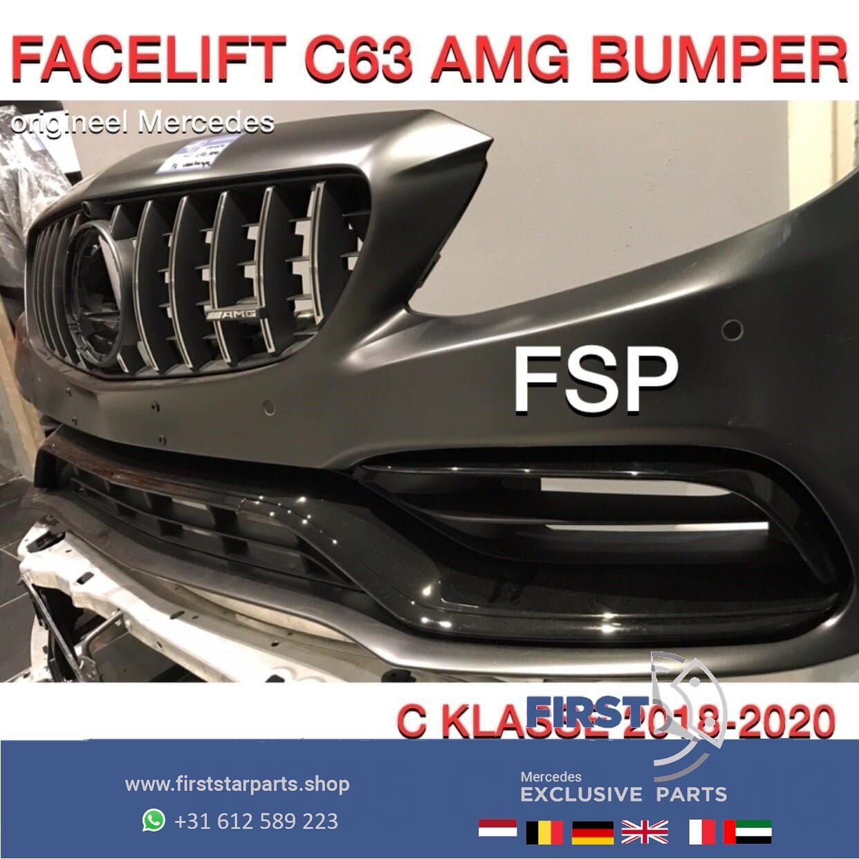 W205 C205 FACELIFT C63 AMG VOORBUMPER COMPLEET + GT GRIL 63S, Utilisé, -, Avant, -