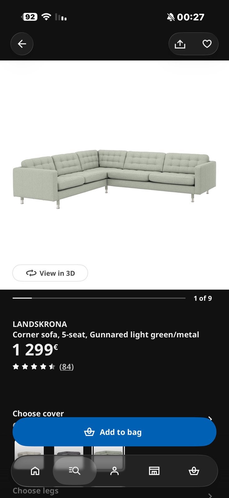 Ikea sofa zo goed als nieuw, Ophalen