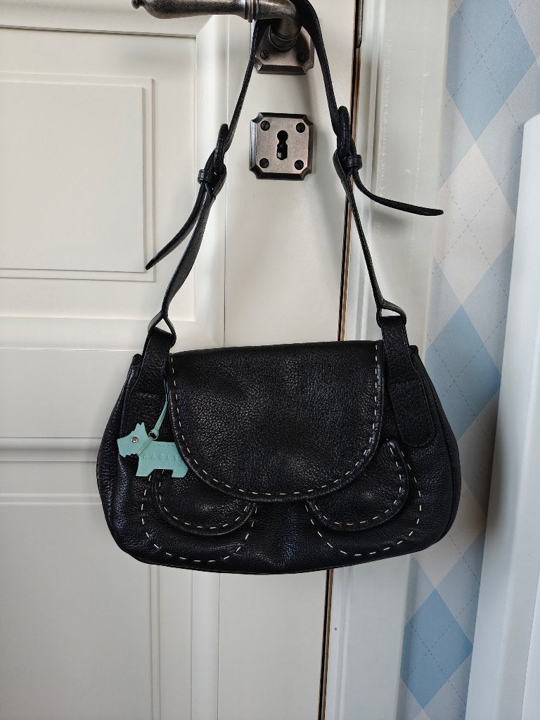 Sac à main vintage Brand Radley - cuir noir avec dustbag, Enlèvement ou Envoi, Comme neuf, Noir, Sac à main