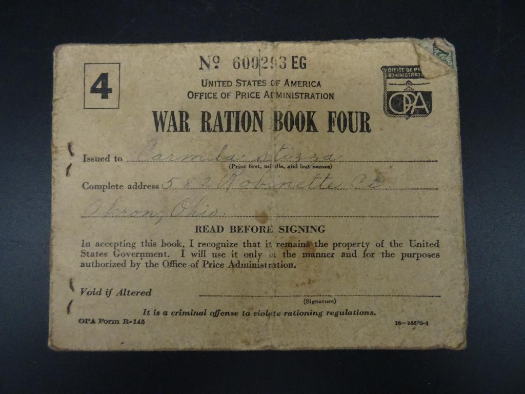 Amerikaans War Ration Book Four wo2 (619/3), Ophalen of Verzenden, Overige soorten, Overige typen