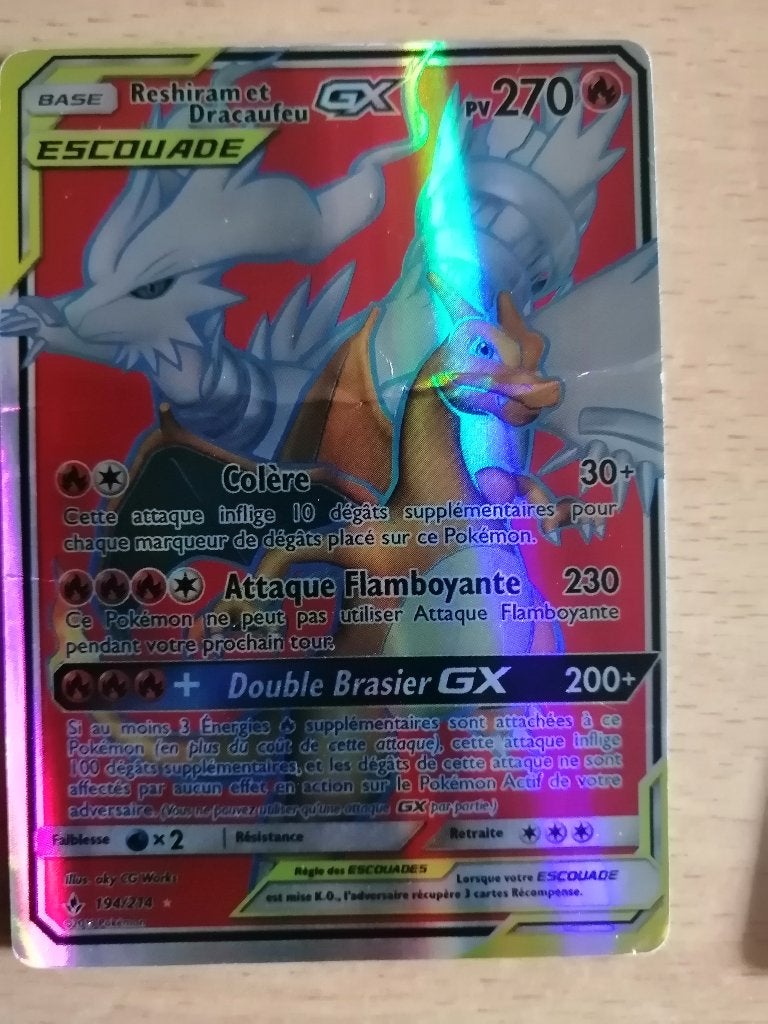 Carte Pokémon Reshiram et Dracaufeu-GX (numéro 194/214), Enlèvement ou Envoi