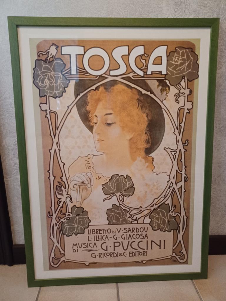 Ingelijste Vintage poster opera Tosca van Giacomo Puccini, Huis en Inrichting, Woonaccessoires | Schilderijen, Tekeningen en Foto's