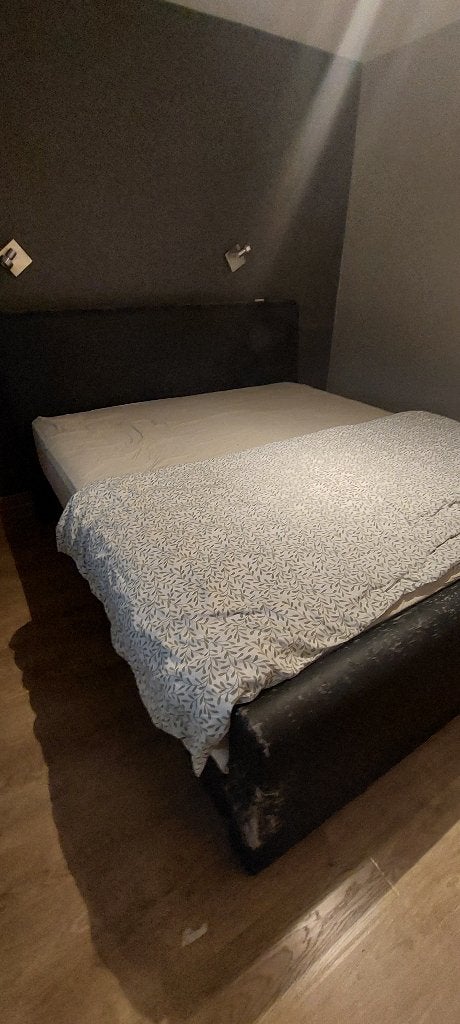Tweepersoonsbed - boxspring (inclusief topper en matras), Ophalen, Gebruikt, Zwart, Tweepersoons