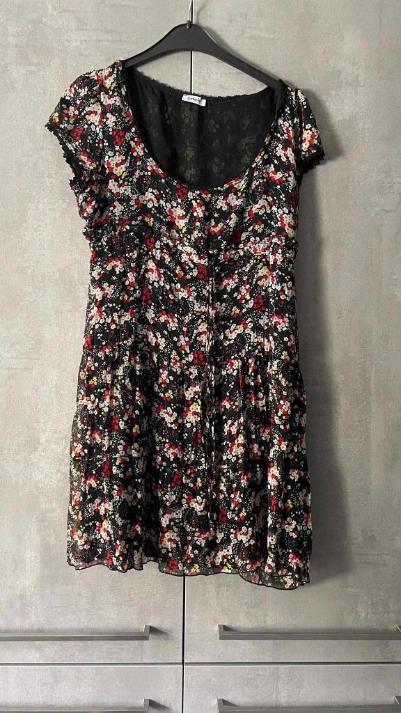 BOHEMIEN VINTAGE VEELKLEURIGE ZWARTE VOILE JURK M, PIMKIE, Ophalen of Verzenden, Zo goed als nieuw, Overige kleuren