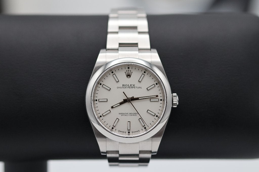 Rolex Oyster Perpetual 39 - White dial - 2018, Staal, Polshorloge, Ophalen of Verzenden, Zo goed als nieuw