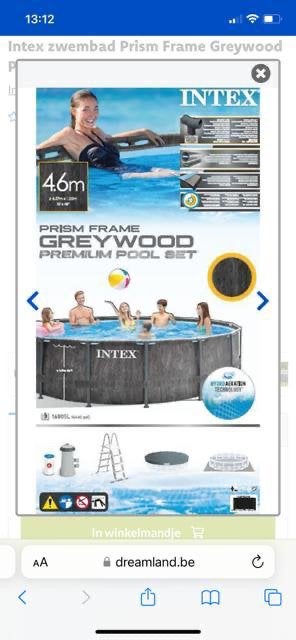 Intex zwembad prism frame greywood premium pool set, Gebruikt, Rond, Opzetzwembad, Ophalen
