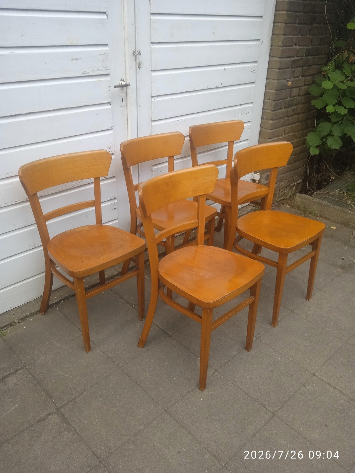 Klassieke vintage beuken Frankfurter stoelen jaren 50., Antiek en Kunst, Ophalen