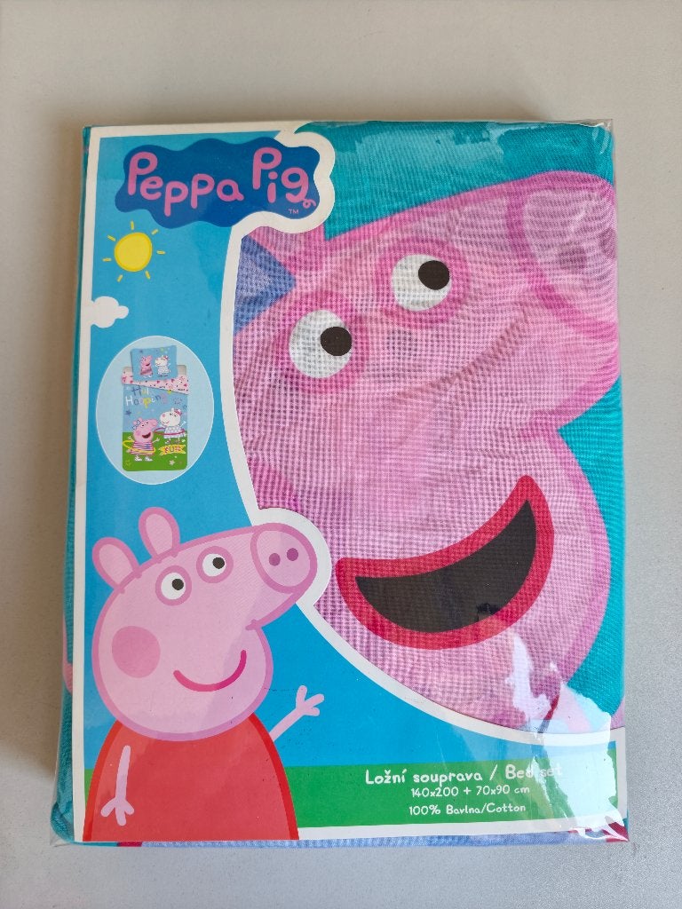 Peppa Pig dekbedovertrek van 100% KATOEN, Nieuw, Ophalen of Verzenden, Meisje, Blauw