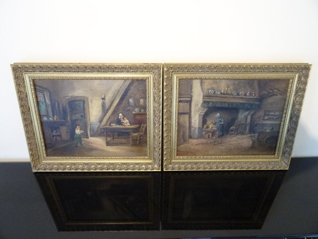Charles Wildt - Twee olieverfschilderijen uit Oostende, Antiek en Kunst, Doek, Ophalen of Verzenden, Olieverf, Klassiek