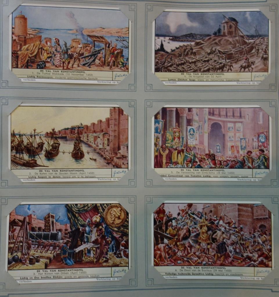 Set Liebig Prenten De val van Konstantinopel (1954)., Verzamelen, Ophalen of Verzenden, Zo goed als nieuw, 1940 tot 1960, Prent