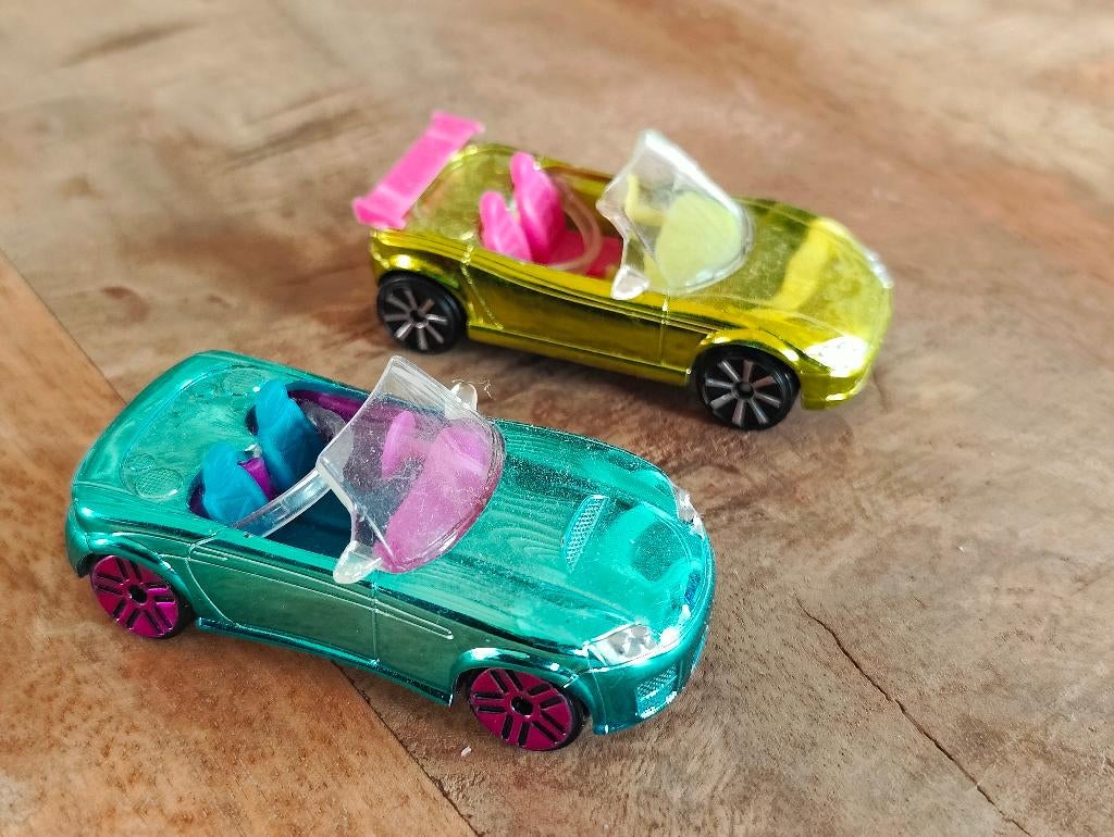 Lot van 2 speelgoedautootjes Polly Pocket Mattel - N27 & 28, Ophalen of Verzenden, Gebruikt