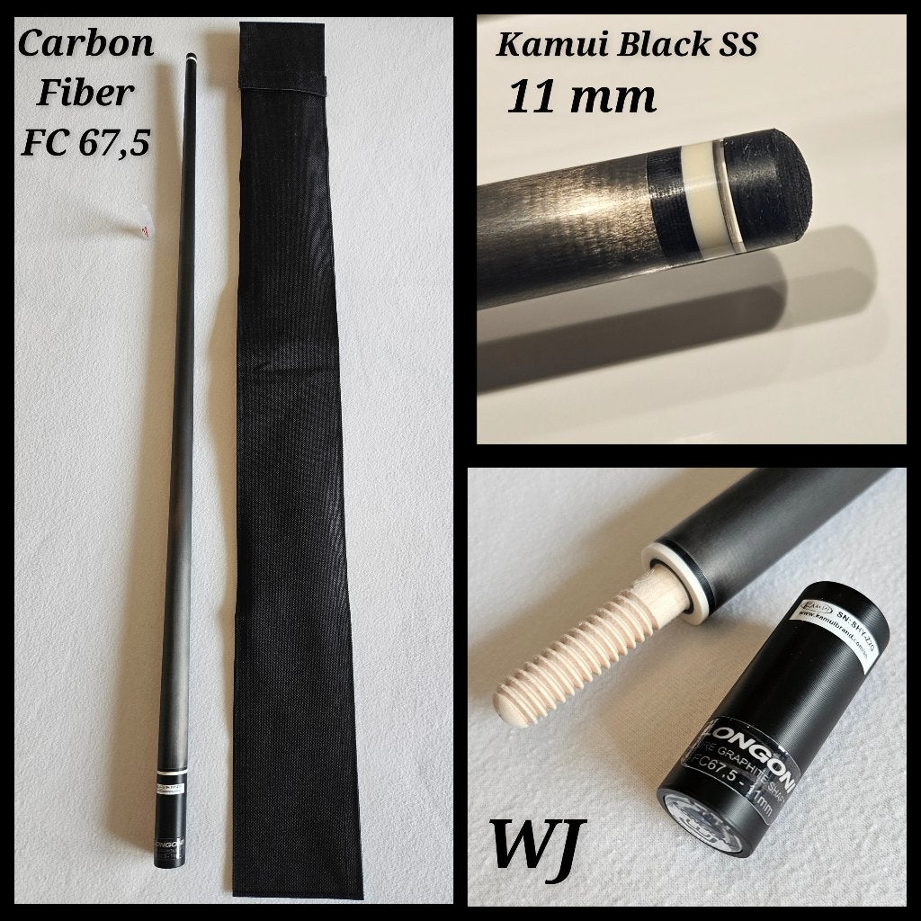 Carbon FC67,5 Kamui Black SS - 11mm  top voor Longoni WJ, Sport en Fitness, Biljarten en Poolen, Nieuw, Keu of Ballen, Ophalen of Verzenden