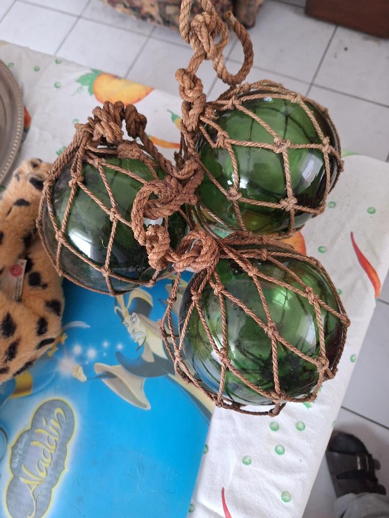 antieke glazen vissers bollen, Ophalen, Zo goed als nieuw