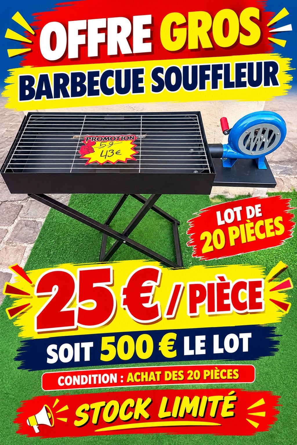 Barbecue souffleur turbo, Jardin & Terrasse, Barbecues à gaz, Enlèvement, Comme neuf