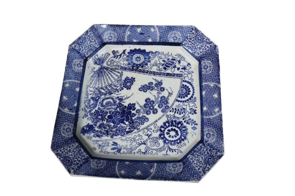 Japanse achthoekige schaal blauw-wit inban - Meiji, Ophalen