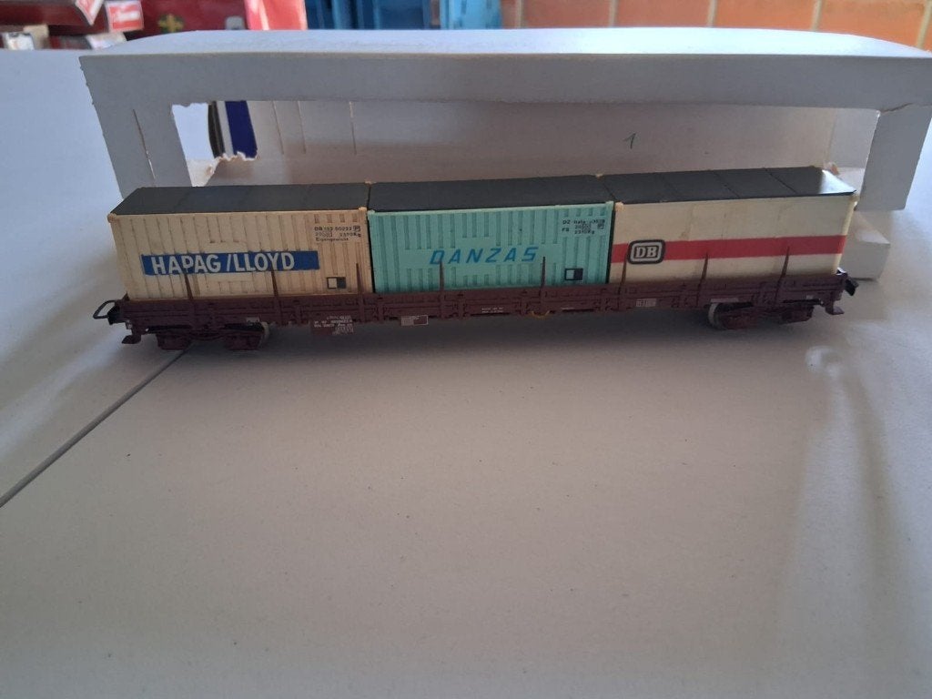 91 Jouef 6750 SNCF type Res (type R9) avec conteneurs CNC, Envoi, Comme neuf, Wagon, Jouef