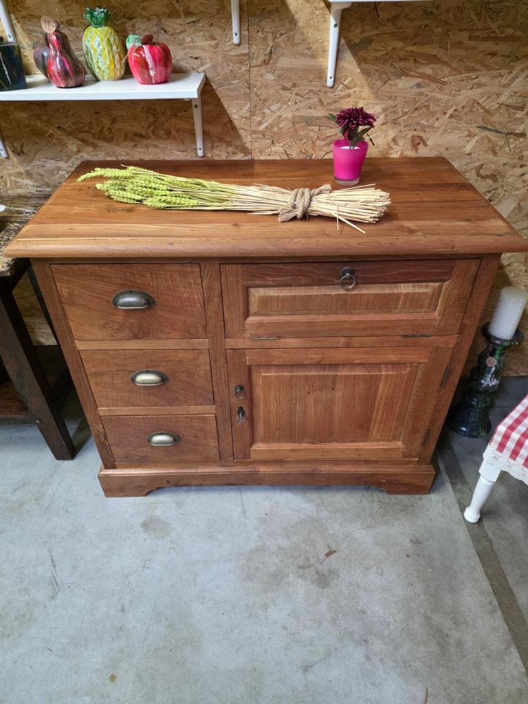 Massief teakhouten tv meubel in goede staat. 100x85cm, Huis en Inrichting, Ophalen