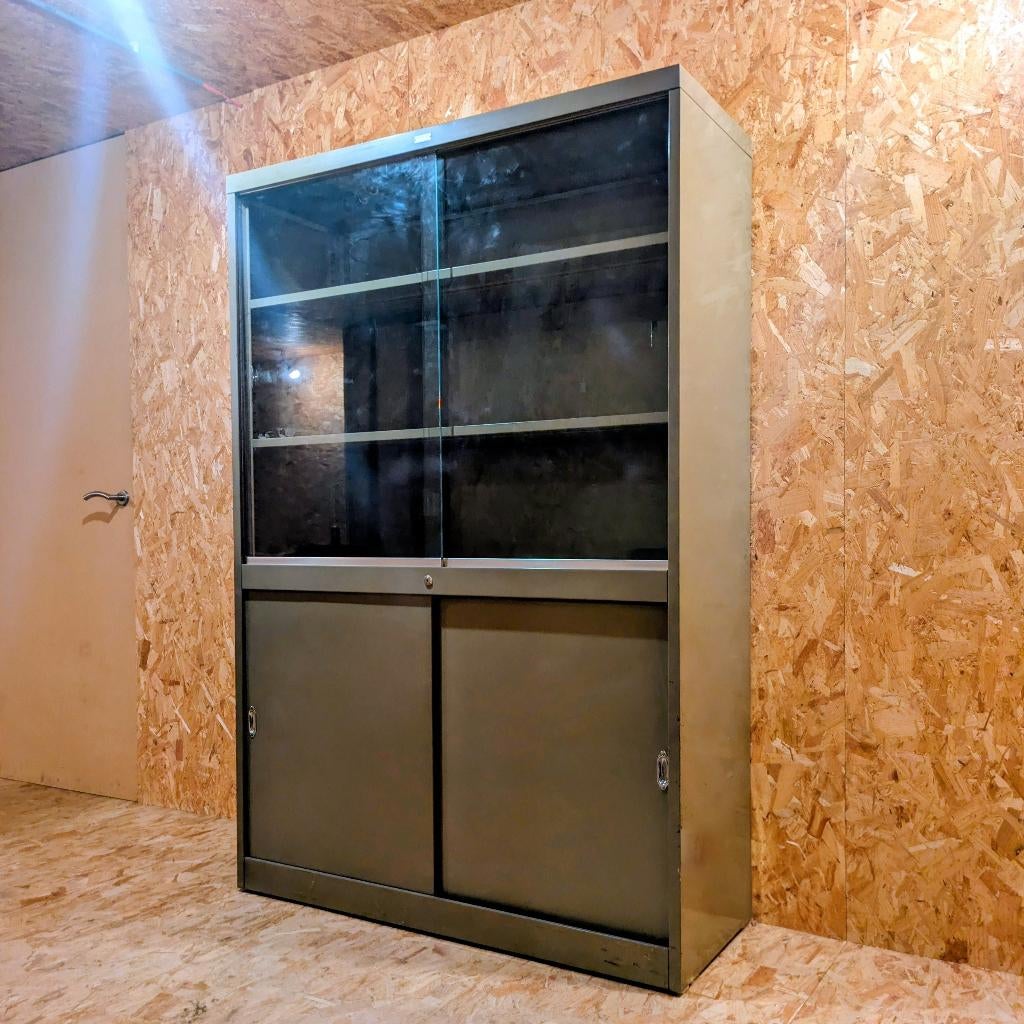 Armoire de bureau vitrée MEWAF 1950, 1950 - 1970, 25 à 50 cm, 100 à 150 cm, Utilisé