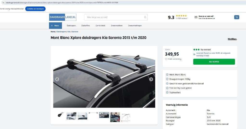 Kia Sorento dakdragers 4 x gebruikt , Kia vloermatten NIEUW, Enlèvement, Neuf, Kia