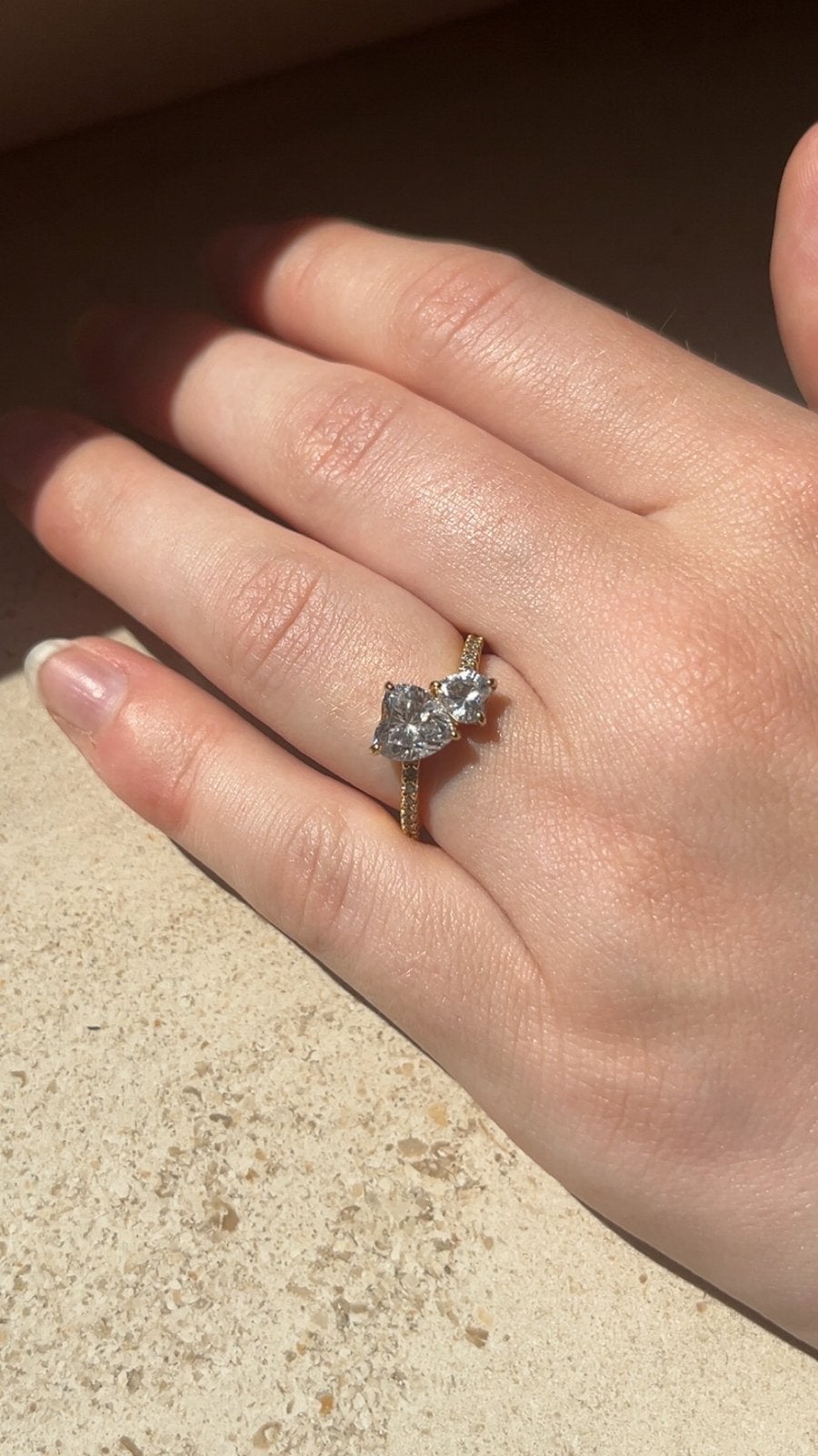 Pandora ring dubbel hart sprankelende ring, Handtassen en Accessoires, Ringen, Met edelsteen, Nieuw, Ophalen of Verzenden, Kleiner dan 17