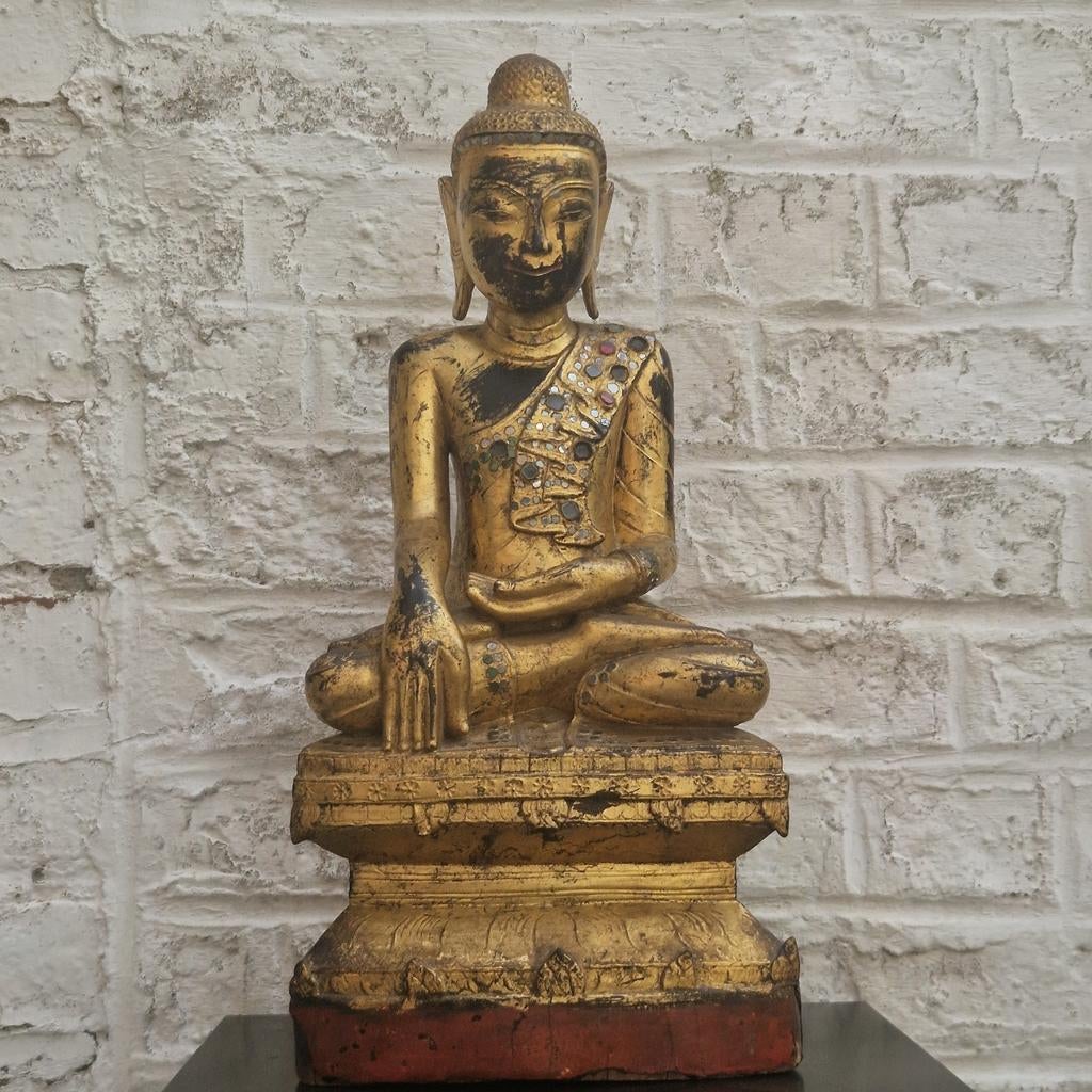 19e eeuwse Birmese Shan Boeddha., Huis en Inrichting, Woonaccessoires | Boeddhabeelden, Ophalen of Verzenden