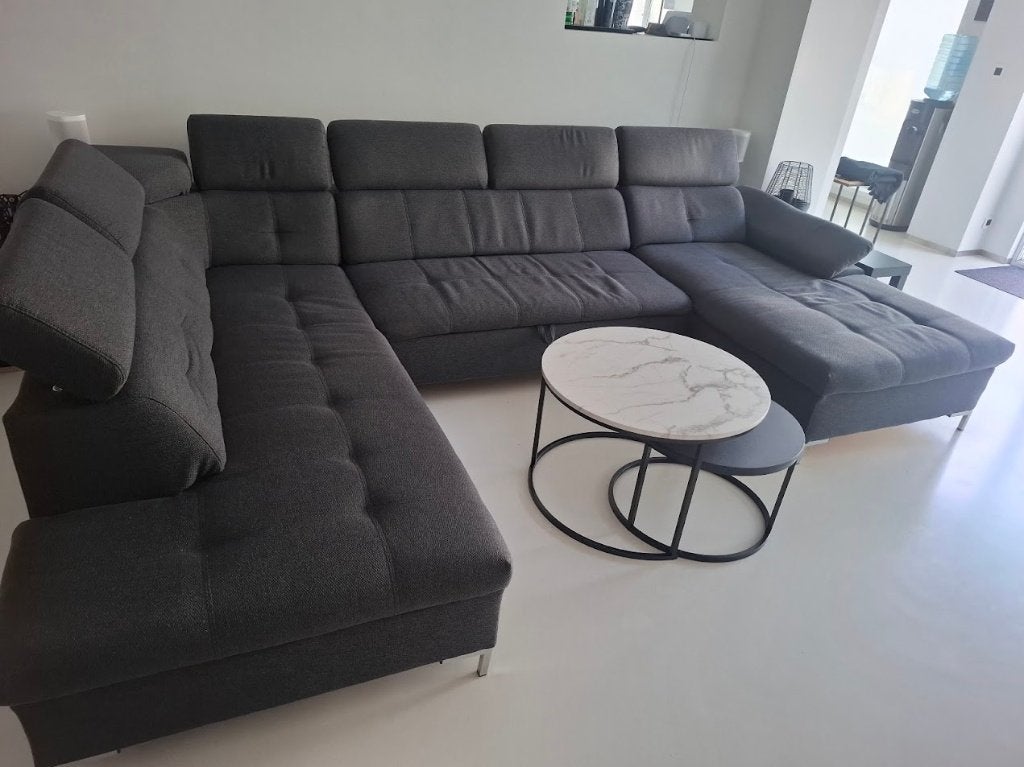 Hoeksalon met bedfunctie en opbergruimte, Ophalen, Gebruikt, Stof