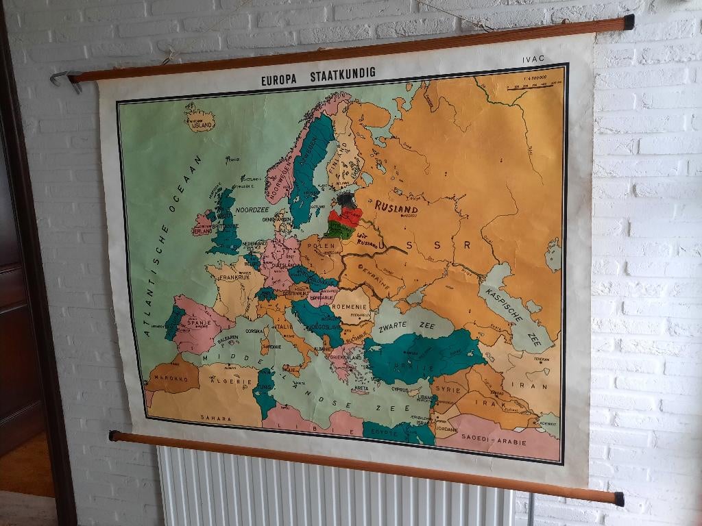 Europa staatkundig ( canvas IVAC schaal 1:450.000, Antiek en Kunst, Ophalen