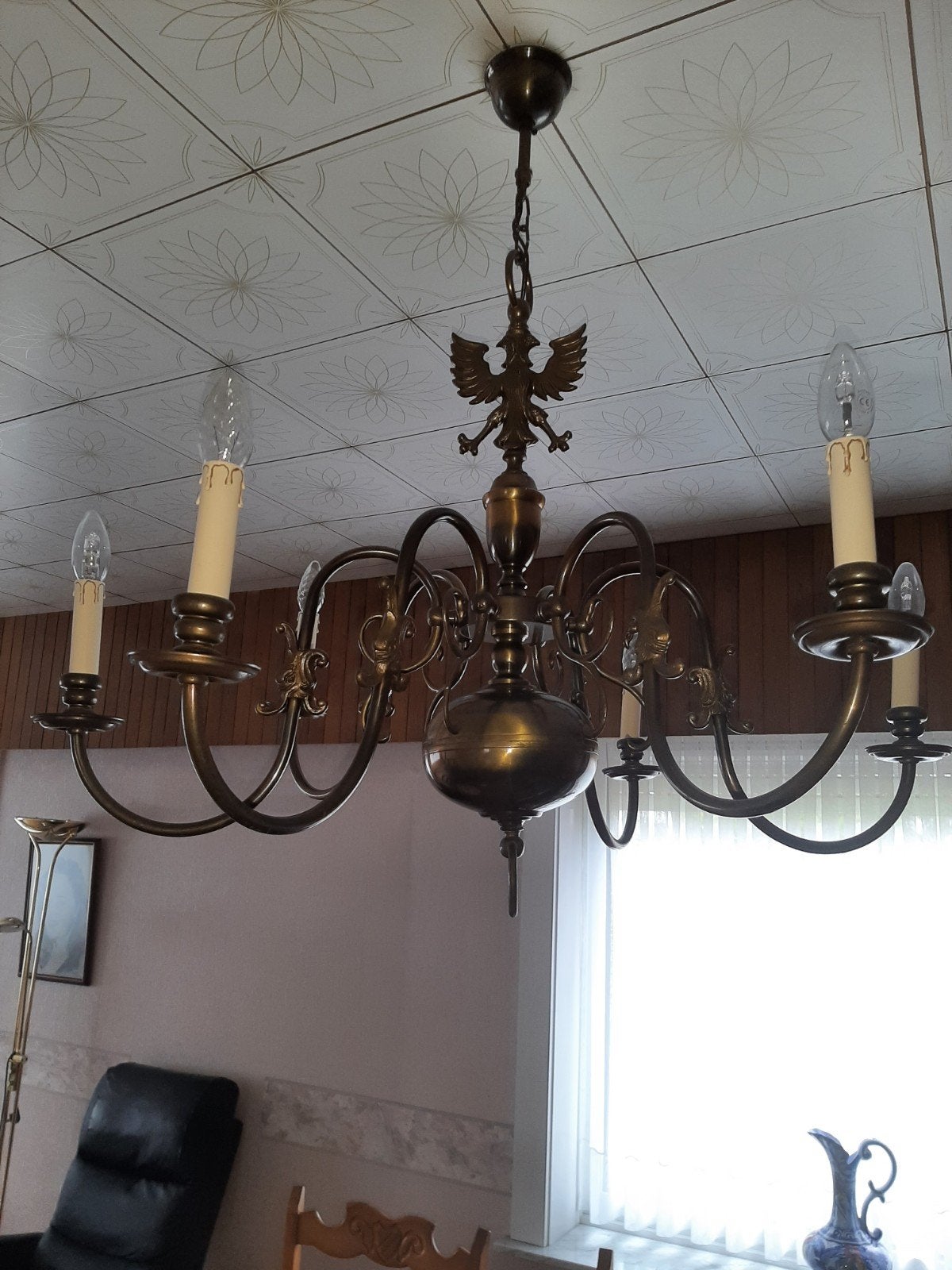Antieke Kroonluchter met Adelaar – 8 Lichtpunten, Ophalen