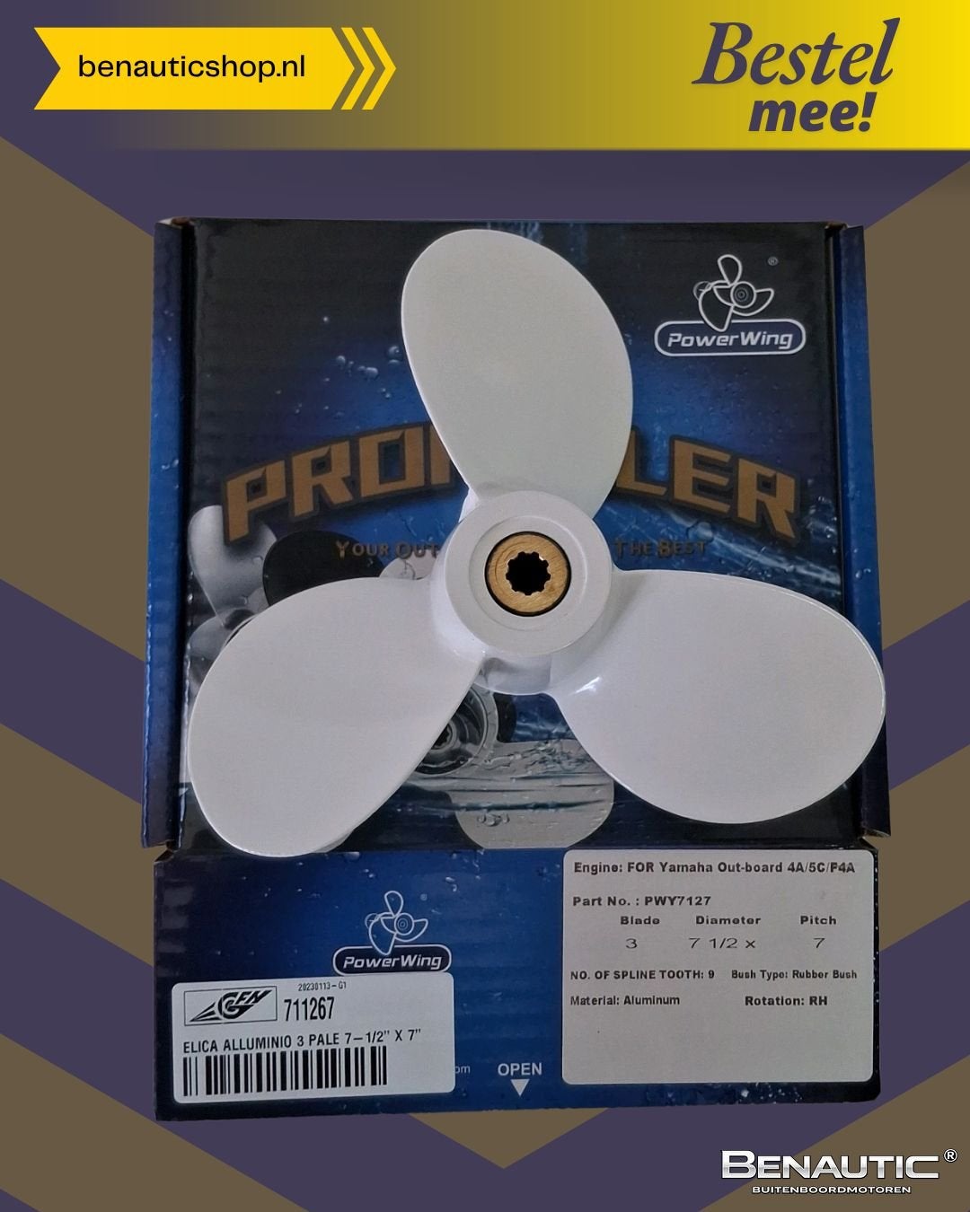 Accessoire Yamaha propeller 6E0-45943-01-00 (F4A / F4B / F5A, -, -, Nieuw, Ophalen of Verzenden