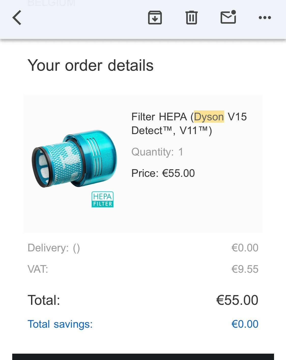 Dyson, filtre Hepa, V15 Detect, V 11, bleu clair, Ophalen, Nieuw