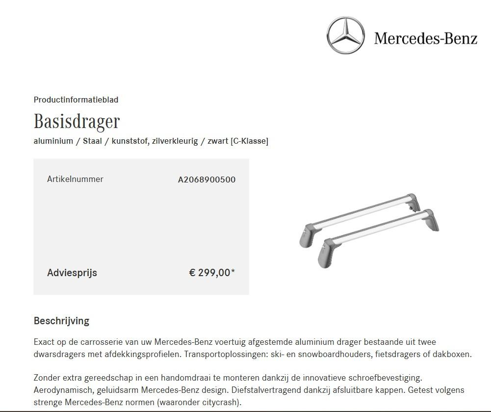 Originele dakdragers Mercedes C-Klasse Sedan 2021-2026/ W206, Ophalen, Zo goed als nieuw