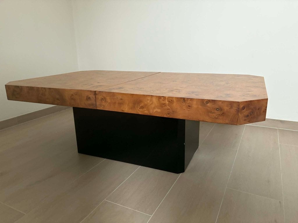 Table basse de salon en loupe d'orme – État impeccable, Maison & Meubles, 100 à 150 cm, Comme neuf, Enlèvement, 50 à 100 cm