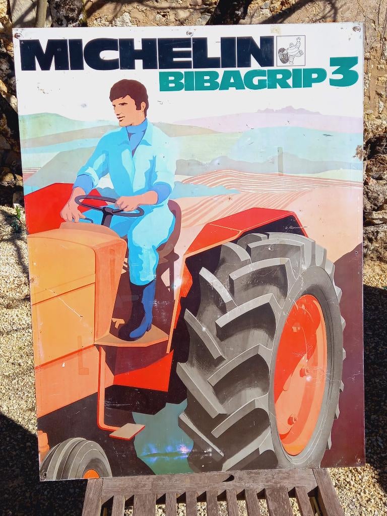Metalen reclamebord Michelin BIB'X Radial ca 1960, Ophalen of Verzenden, Zo goed als nieuw, Reclamebord