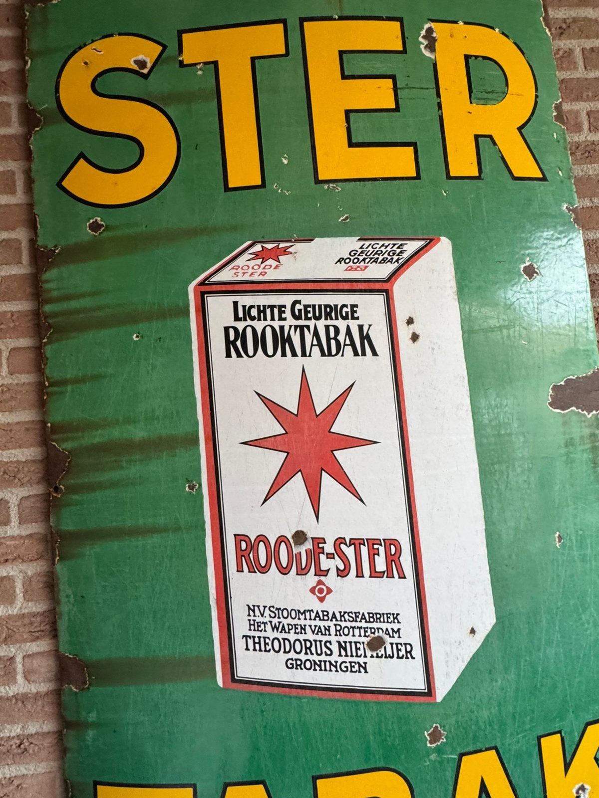 STER TABAK emaille reclamebord, Ophalen