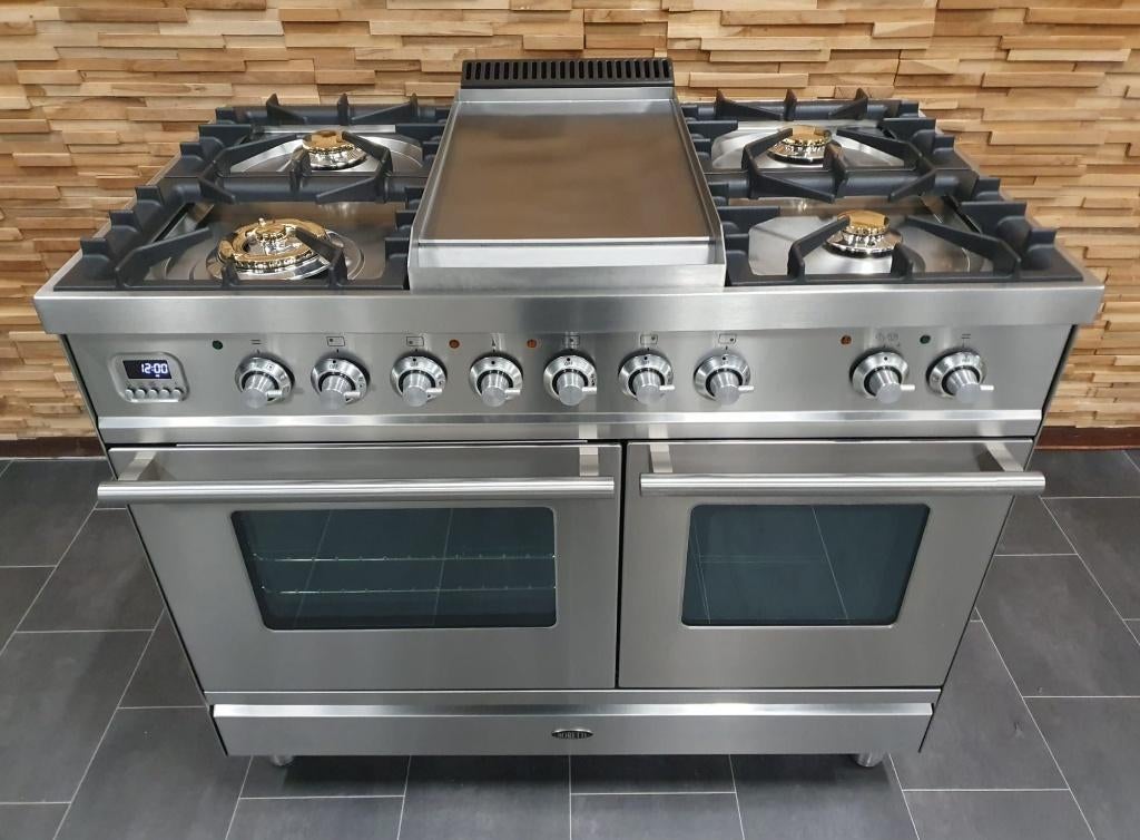 Luxe Boretti Fornuis 100cm RVS 1 oven 1 magnetron Duel Feul, Ophalen, 60 cm of meer, Zo goed als nieuw, Energieklasse A of zuiniger