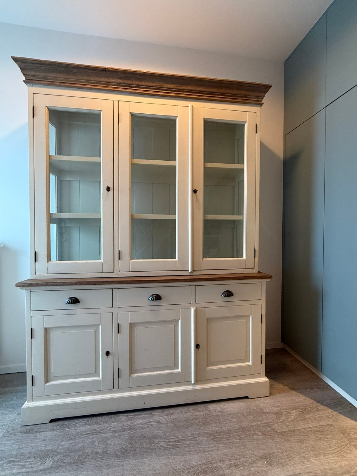 Meuble/ buffet vaisselier blanc crème, Métal, Avec tiroir(s), 150 à 200 cm, Enlèvement