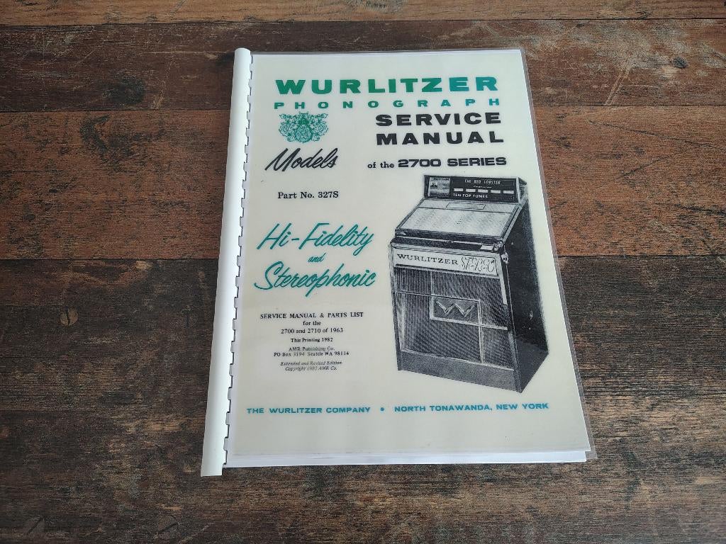 Service Manual: wurlitzer 2700/2710 (1963) jukebox nieuw !!!, Verzamelen, Verzenden, Wurlitzer
