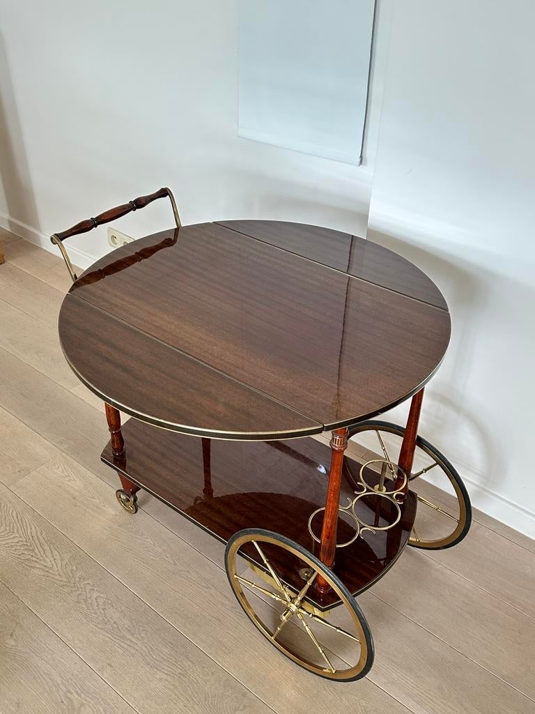 Desserte bar vintage avec roulettes laiton -table rabattable, Enlèvement