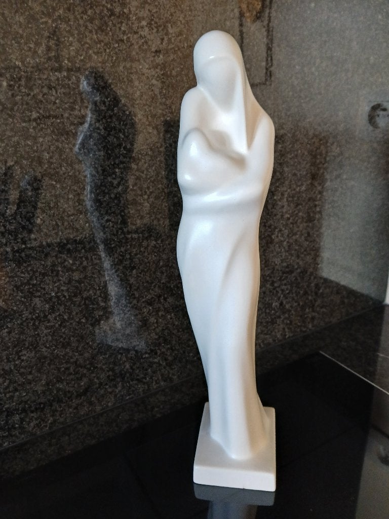 Madonna met kind, beeld porselein, Ophalen, Geglazuurd, Art deco, 20 - 50 cm