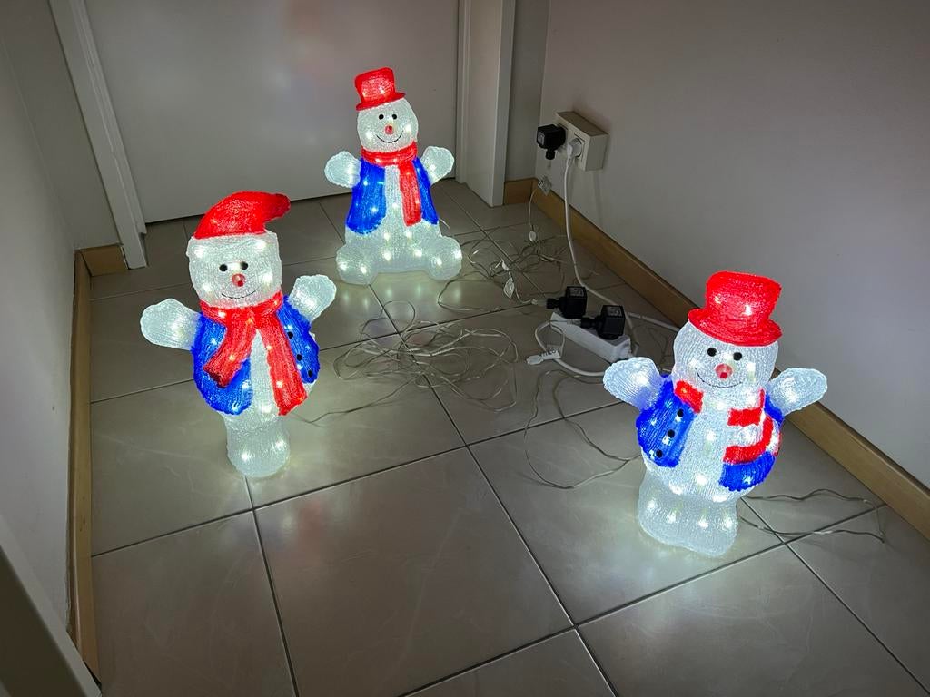 3x Kerstfiguur verlichting één keer gebruikt, Divers, Noël, Enlèvement, Comme neuf