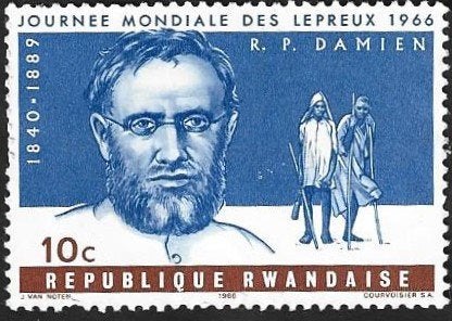 1 Postzegel Rwanda 1966 Werelddag van de melaatsen, Postzegels en Munten, Ophalen of Verzenden, Overige landen, Postfris