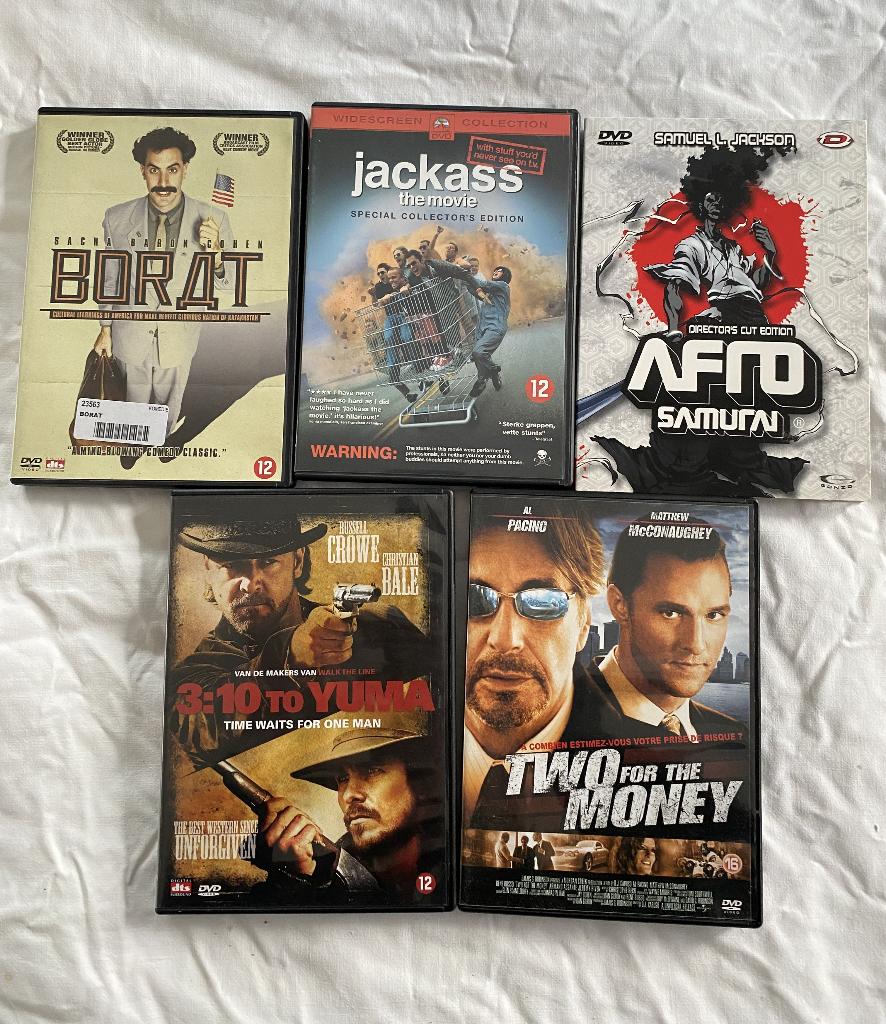 DVD Pakket Comedy & Actie: Borat, Jackass & meer, Cd's en Dvd's, Vanaf 6 jaar, Ophalen, Zo goed als nieuw, Actiekomedie
