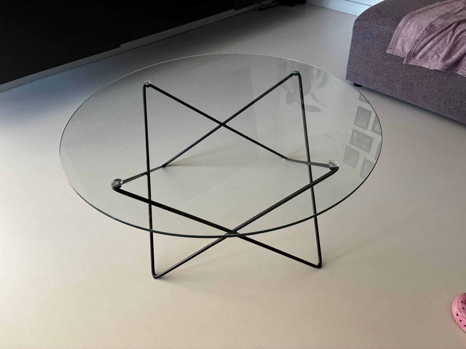 Design salon tafel glas / staal, Huis en Inrichting, Ophalen, Design, Rond, 50 tot 100 cm