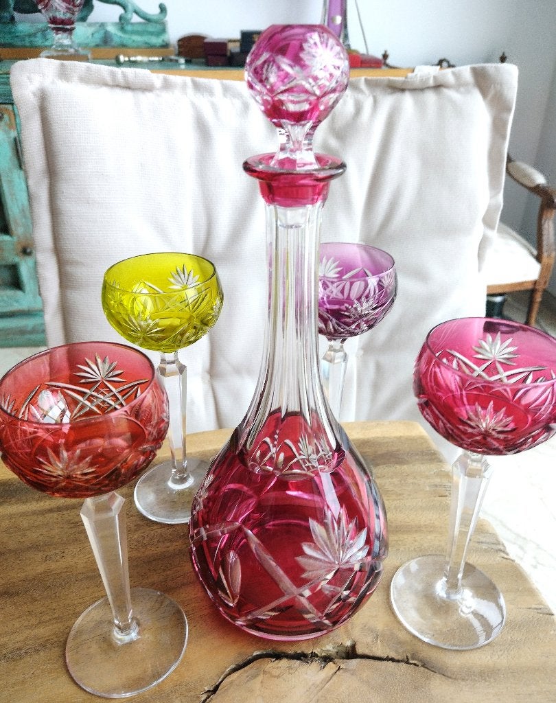 Val Saint lambert ensemble ancien Carafe et verres, Antiquités & Art, Enlèvement ou Envoi