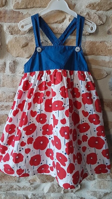 DPAM - Robe avec coquelicots - T.23 mois/86 cm, Robe ou Jupe, Enlèvement ou Envoi, Du pareil au même, Utilisé
