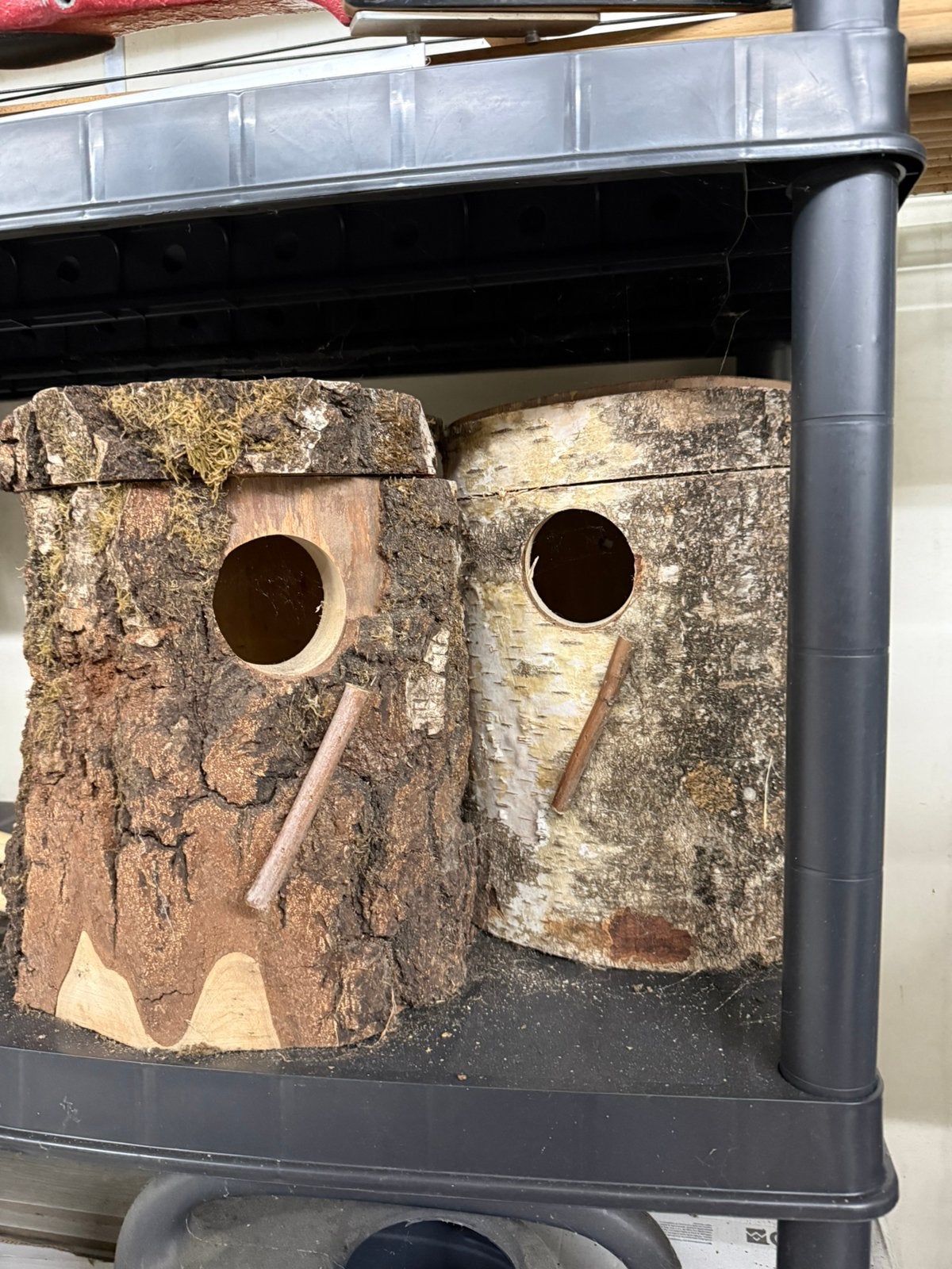 2 rustieke nestkastjes gemaakt uit natuurlijke boomstammen, Enlèvement, Neuf, Bois, Cage d'élevage