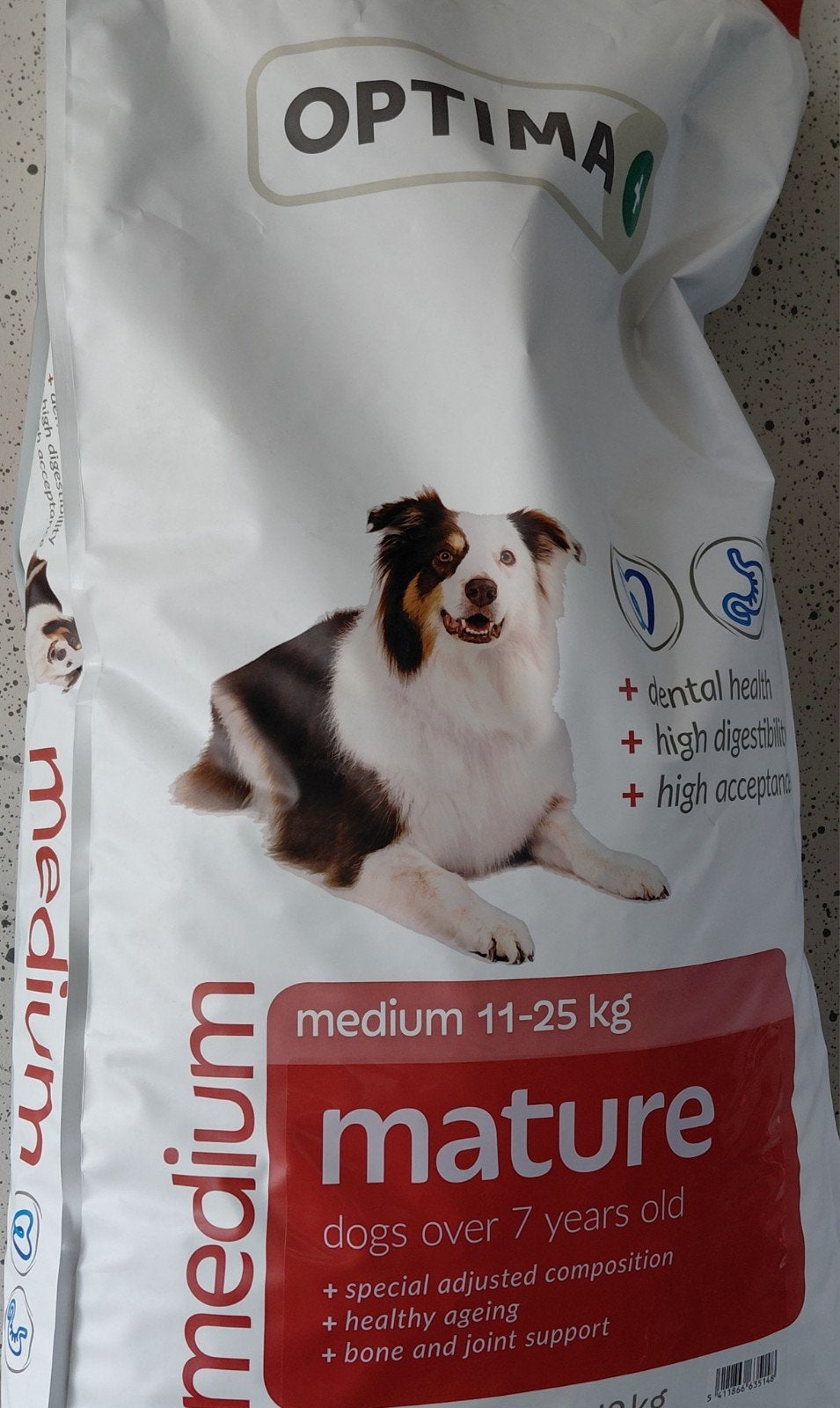 Ongeopende zak hondenvoer optima medium mature senior, Ophalen, Hond